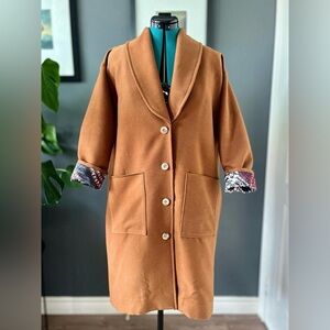 Embroidered coat, crafted from upcycled blanket, fully lined, ladies' size XS-S